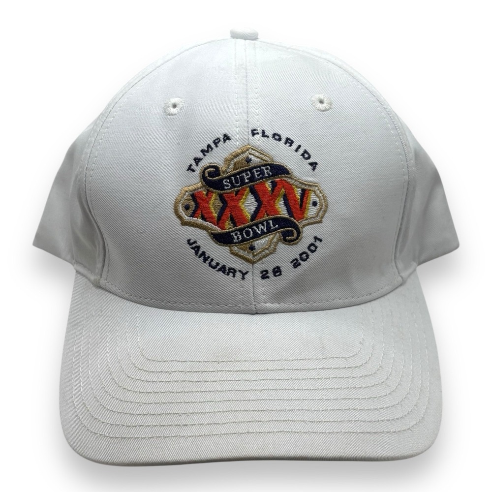 NFL Super Bowl XXXV 35 Hat Cap Tampa Florida January 28 2001 LOGO ATHLETIC White